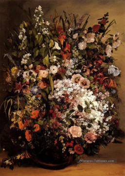 réalisme réaliste Tableau Peinture - Bouquet de fleurs dans un vase Réaliste réalisme peintre Gustave Courbet